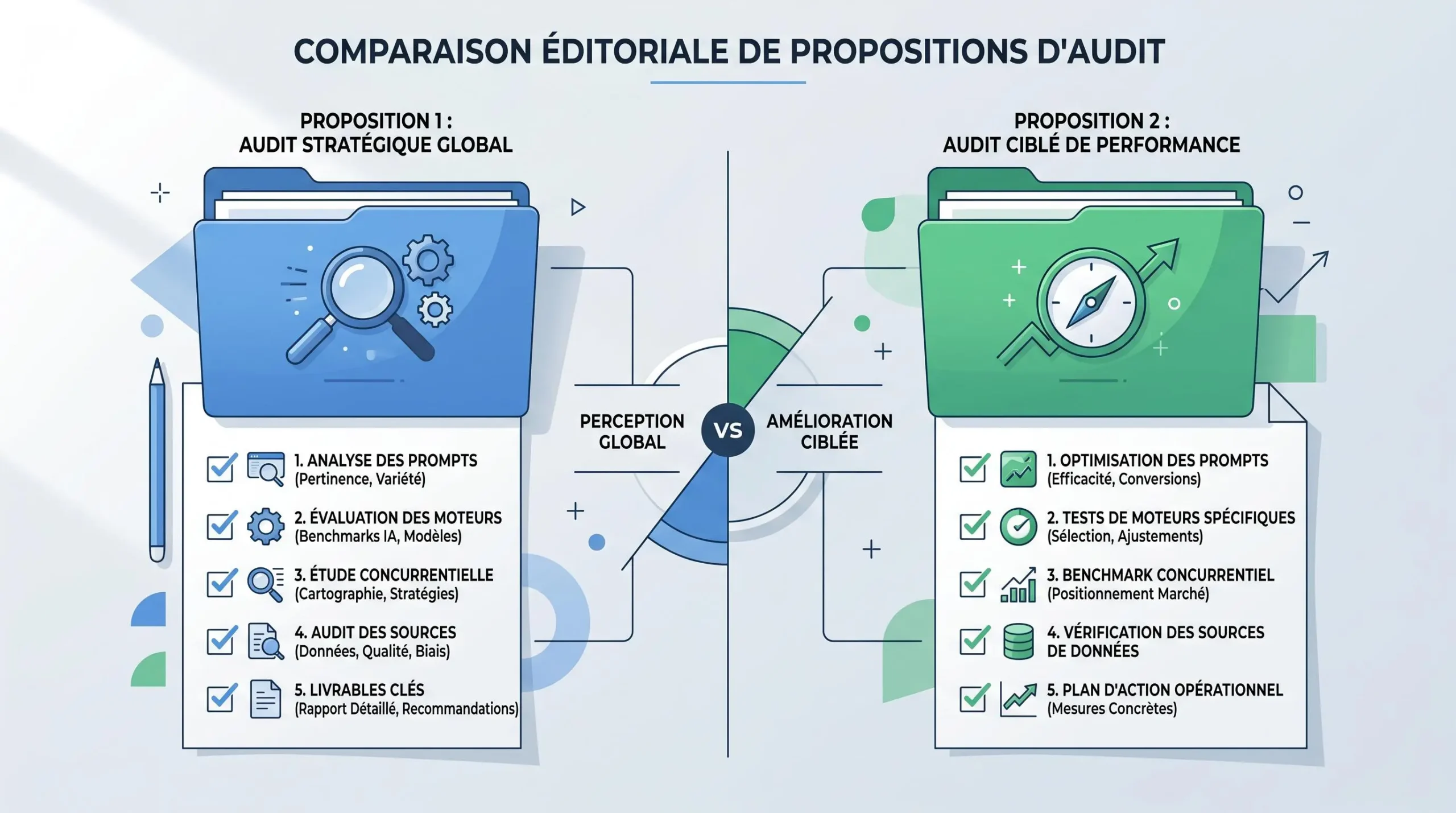 Comparaison du prix et du périmètre d'un audit GEO